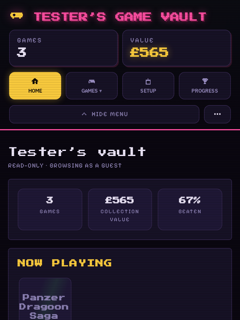 A public vault page, browsed read-only as a guest